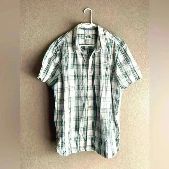 The North Face Men’s Short Sleeve Green Plaid Button Up Shirt Size 2X - Picture 1 of 7